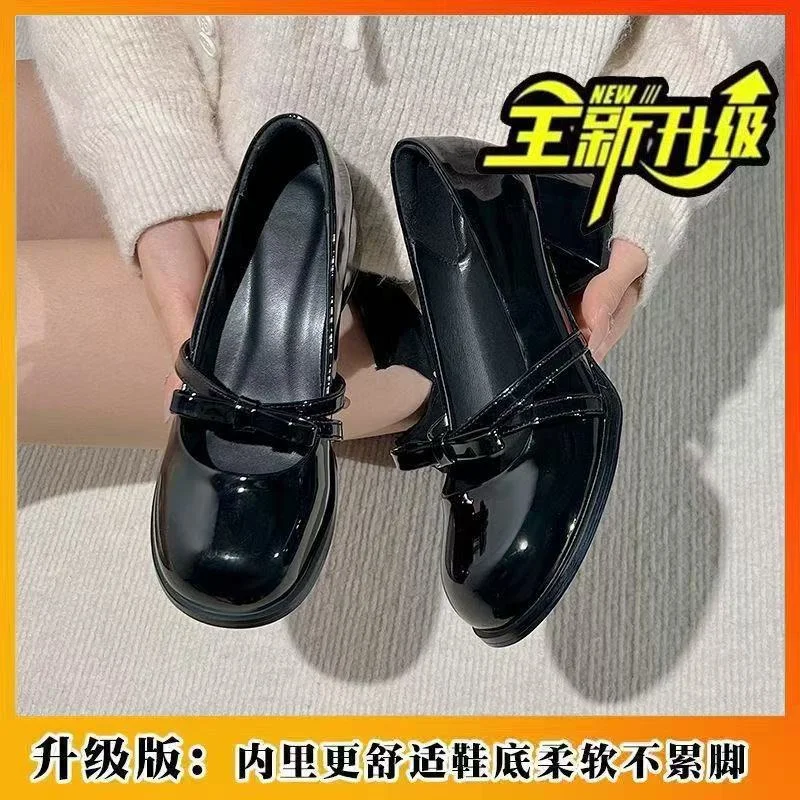 Breakj Breakj Retro High Heel Round Head Coarse Heel Single Shoes 2025 New Temperament Coarse Heel Evening Mary Jane Women's Shoes
