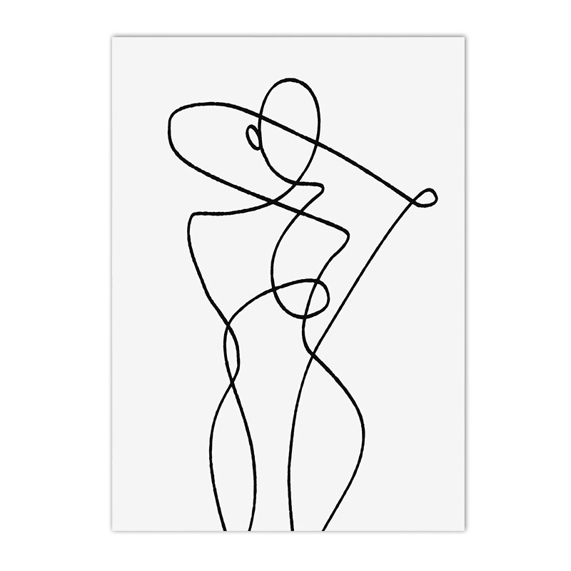 Abstract Women Dance Wall Art Poster Line Drawing Art Print Minimalist Canvas Painting Black And White Picture Living Room Decor