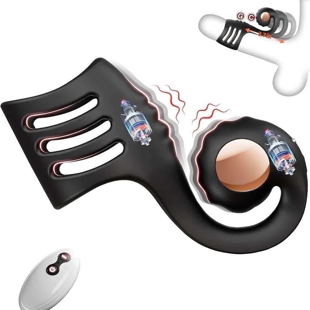 Wireless Remote Control Vibrating Penis Sleeve & Clitoral Vibrator - Rose Toy