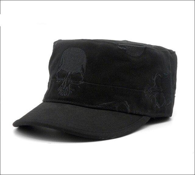 Unisex Skull Flat Top Cap