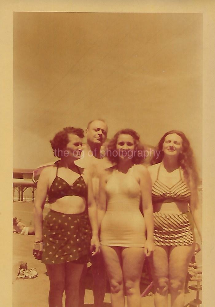 FOUND BEACH Photo Poster painting Color 50's 60's SWIMSUIT GIRL Original Snapshot VINTAGE 19 20Z