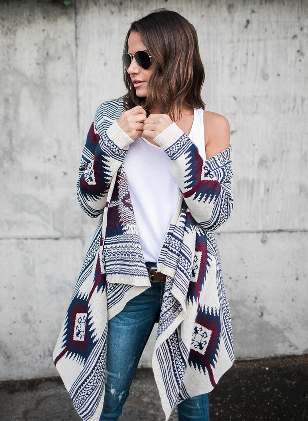 Long Sleeve Floral Printed Open Front Cardigan