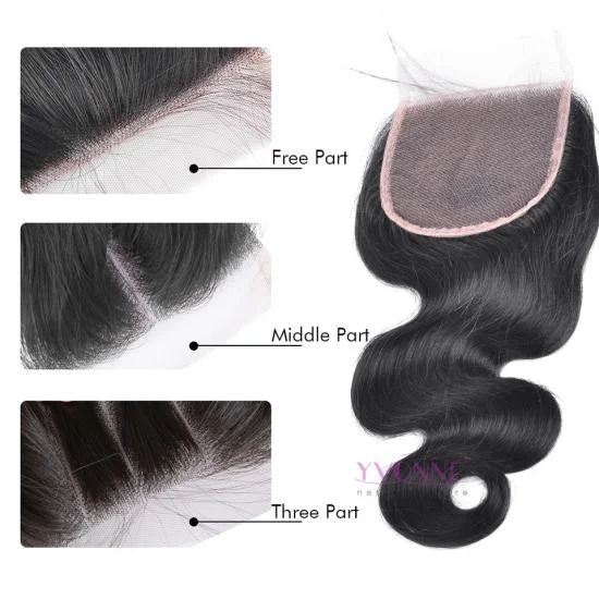 100% Body Wave Brazilian Virgin Hair Lace Top Closure 1B Color