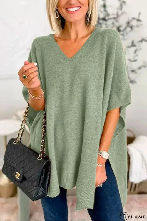 Gray Half Sleeve Hoodie Casual Wool Blend Plain Tunic T-Shirt | IFYHOME