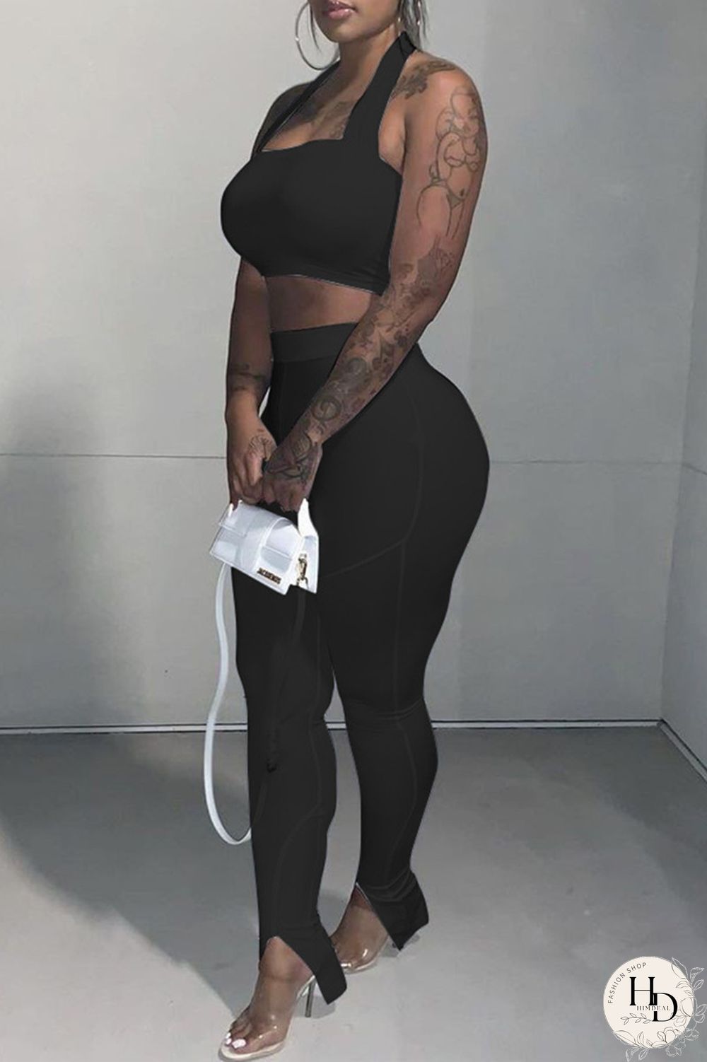 Red Sexy Casual Solid Backless Halter Sleeveless Two Pieces