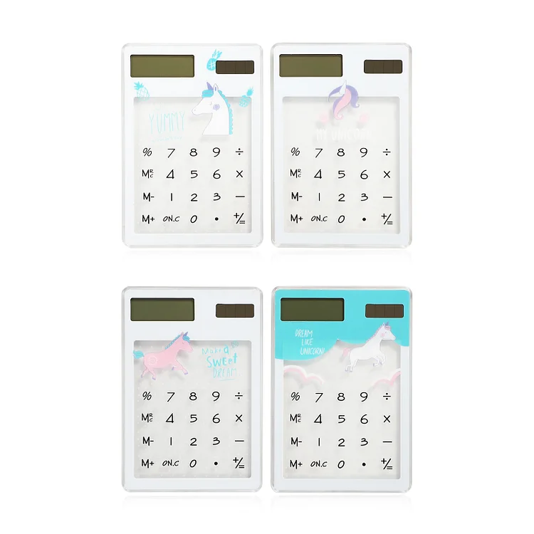 JOURNALSAY Transparent cute cartoon 8-digit calculator Solar energy mini calculator