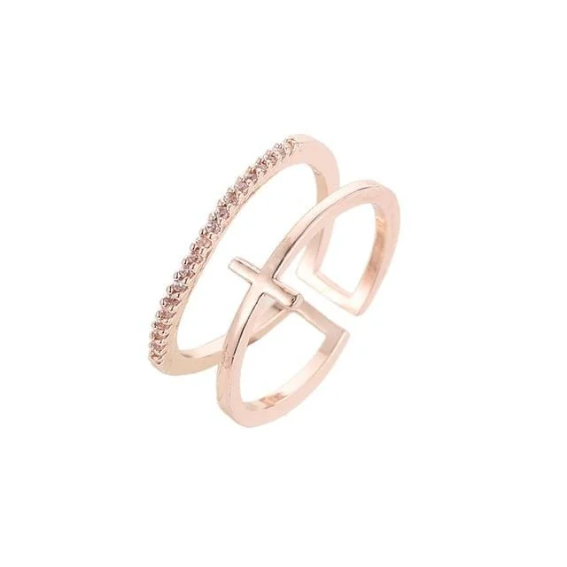 Tinyname&reg; Cross Duo Ring Exquisite Ring