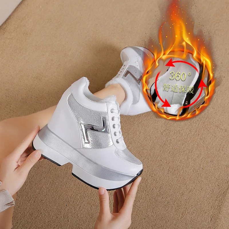 Wongn Wongn 2023 New Inner Heighten Small White Shoes Female Platform Korean Version Of Versatile Casual Shoes 12Cm Ultra High Heel Women's Singles Shoes