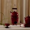 Household Kung Fu Tea Boiler Chinese Retro Pottery Ochre Dream Red Zhu Three-legged Small Wind Stove Electric Ceramic Stove Around the Stove Boil Teapot