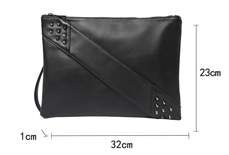 Fashion rivet men Clutches luxury designer envelope clutch purse PU leather Messenger bag for man Crossbody bag Lady Handbag