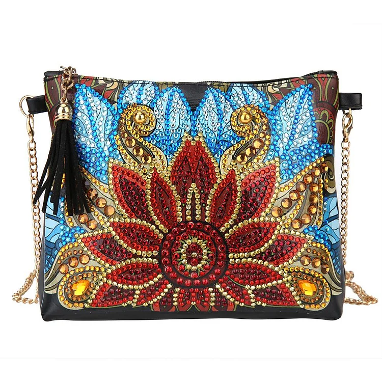 DIY Flower Special Shape Diamond Painting Leather Chain Shoulder Bag Clutch gbfke