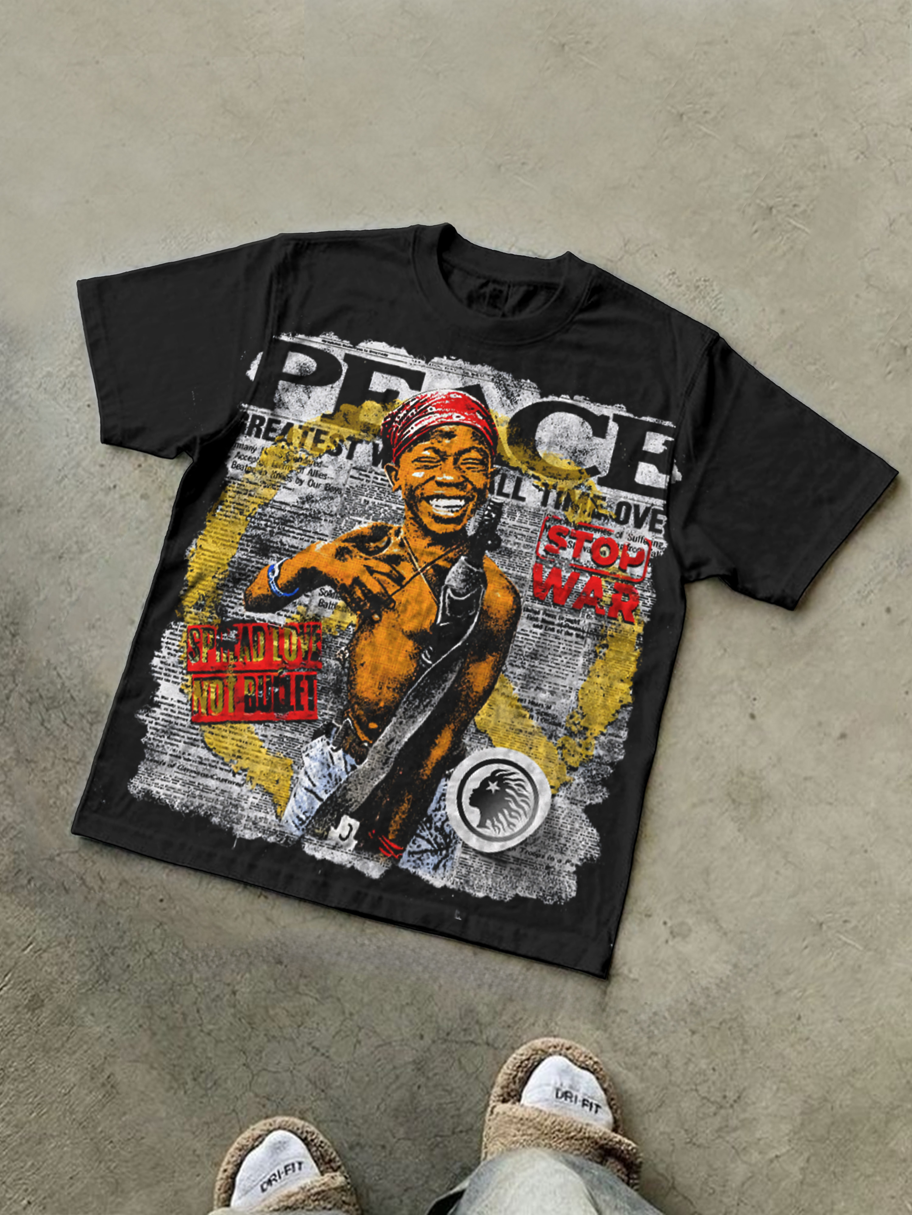 Peace Stop War Graphic Print Cotton T-shirt