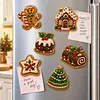 6PCS Sweet Gingerbread DIY Pearl Diamond Painting Christmas Fridge Magnets, Sparkling Rhinestone Refrigerator Magnet Craft Kit for Home Decor & Gifts