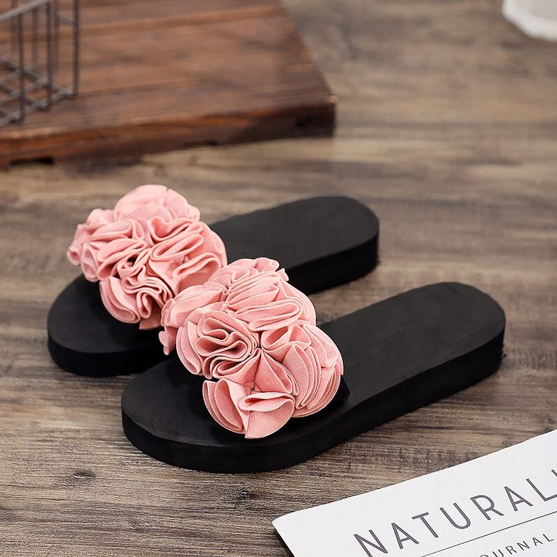 2021  Women Bow Summer Sandals Slipper Indoor Outdoor Flip-flops Beach Shoes New Fashion Female Casual flower Slipper gift