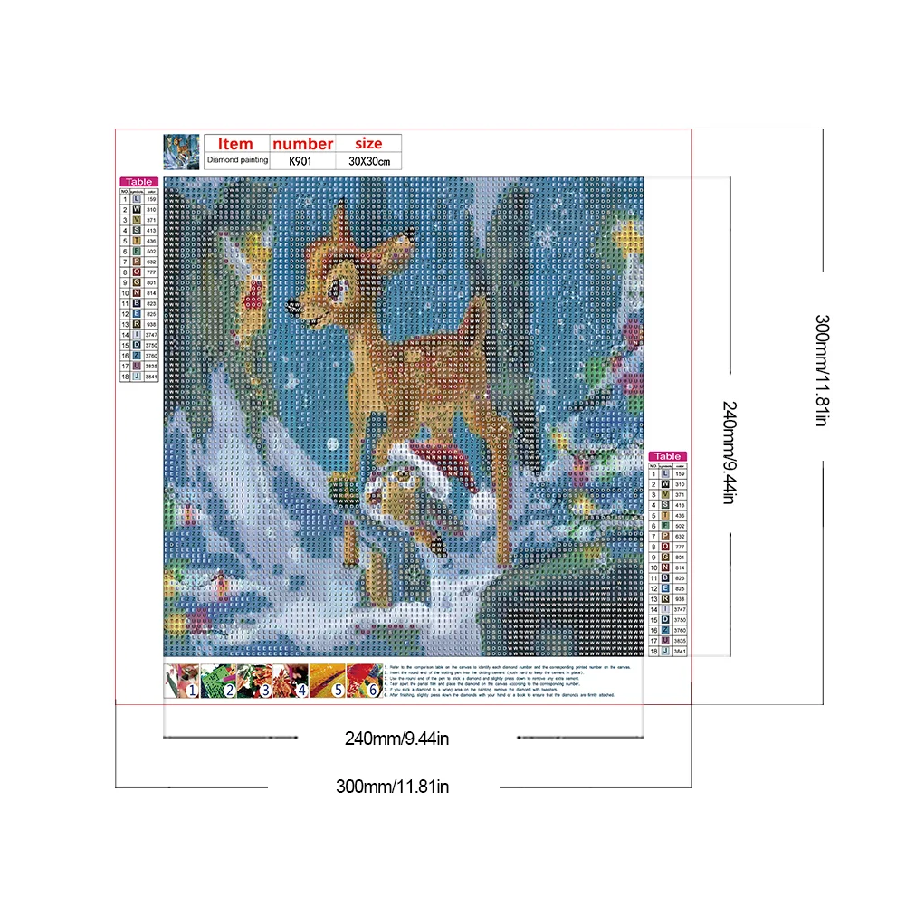Full Round Diamond Painting 30*30cm - Deer And Squirrel In The Snow