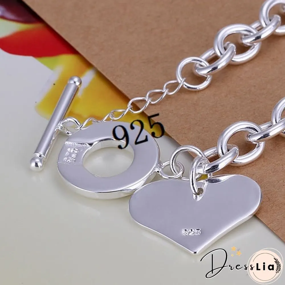 Fashion Jewelry Double Heart 925 Sterling Silver Chain Bracelets for Women