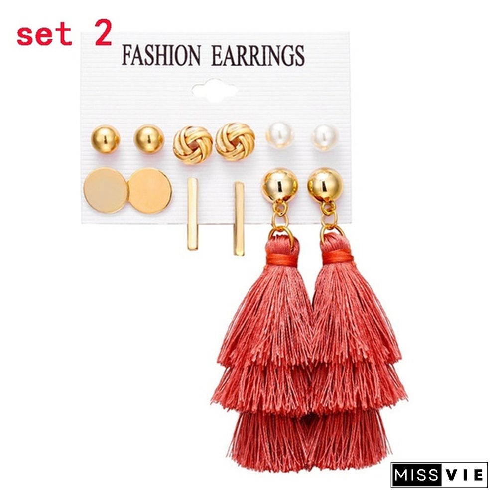 Styles New Tassel Acrylic Earrings For Women Bohemian Set Big Geometric Drop Earring