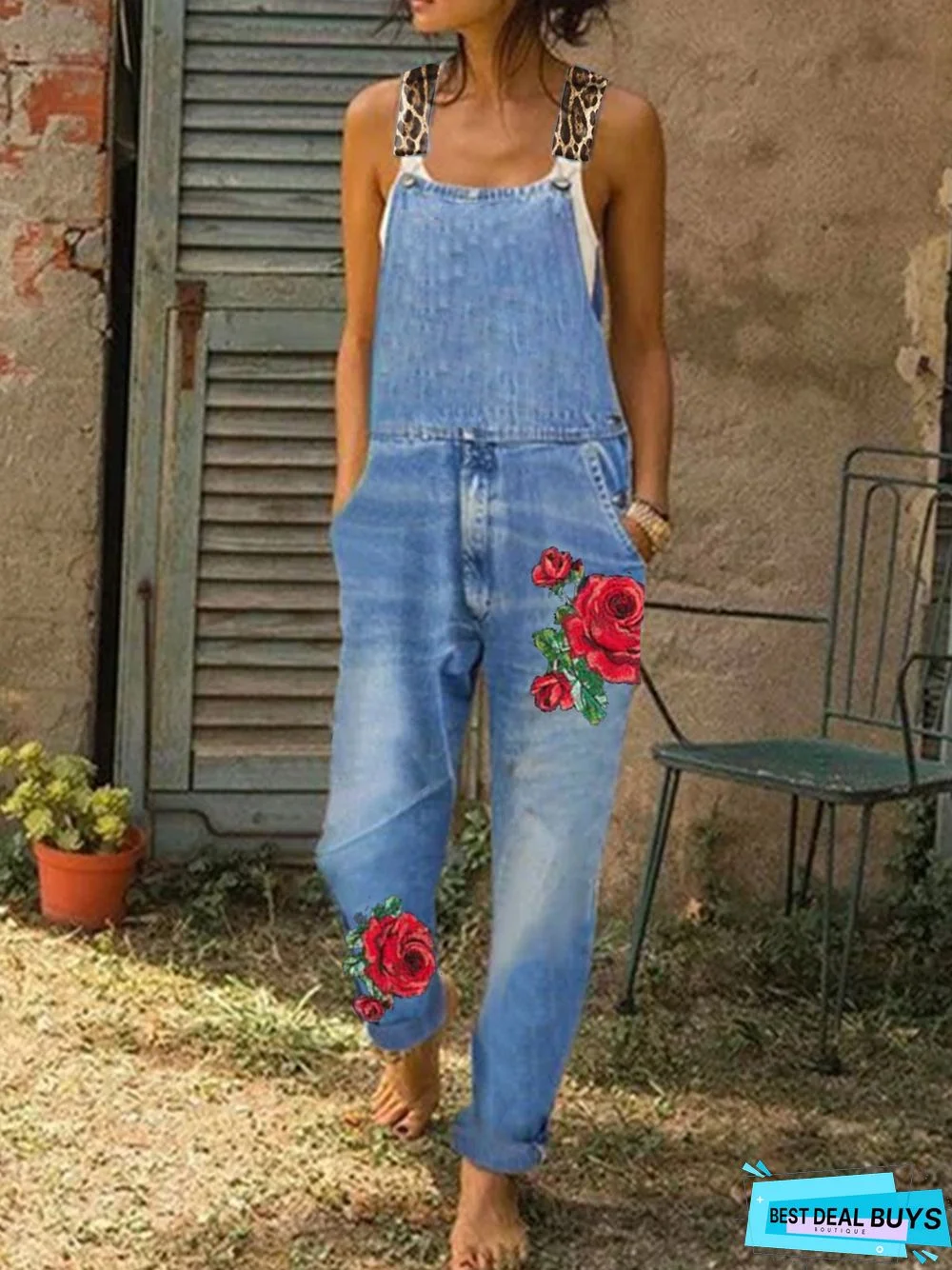 Vintage Floral Denim Jumpsuit & Romper