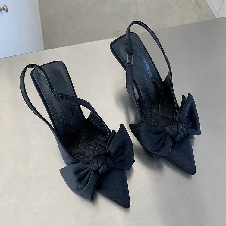 2022 Summer Brand Women Slingback Sandals Shoes Fashion Bow-knot Pointed Toe Slip On Ladies Elegant Dress Pumps Shoes - Shop Trendy Women's Clothing | LoverChic
