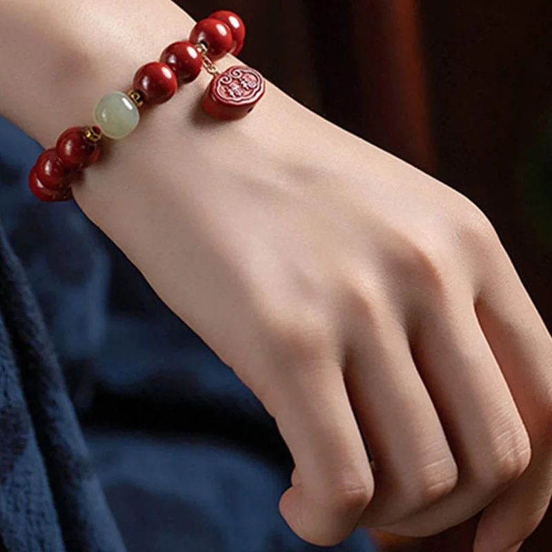 Cinnabar Jade Healing Protection Charm Bracelet