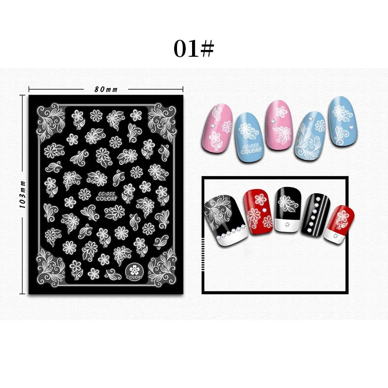 1 Sheet 3D Halloween Nail Sticker Christmas Skull Bone Snake Butterfly Maple Leaf Pattern Decals Manicures 3D Nail Decorations