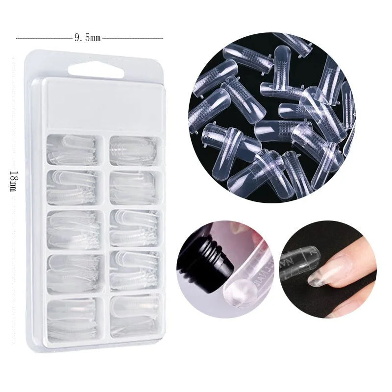 100Pcs Full Cover Sculpted False Nails For Nail Extension Transparent Nail Tips Mold False Tips For Manicure Nail Art Tools