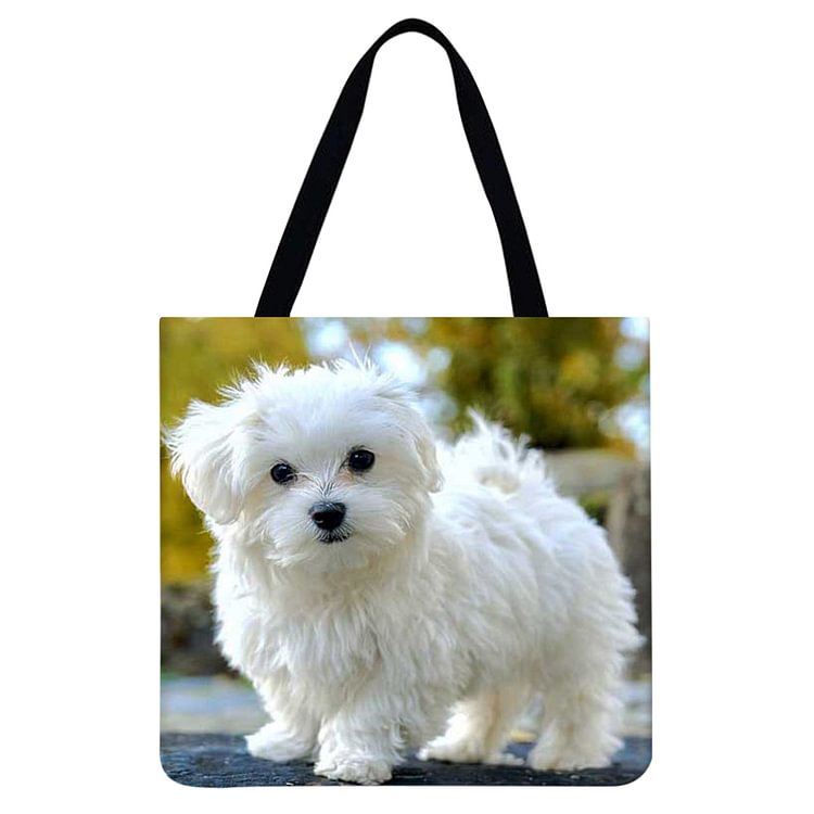 White Dog - Linen Tote Bag