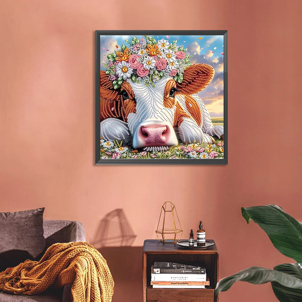 Diamond Painting - Partial Special Shaped Drill - Flower Cow(Canvas|30*30cm)