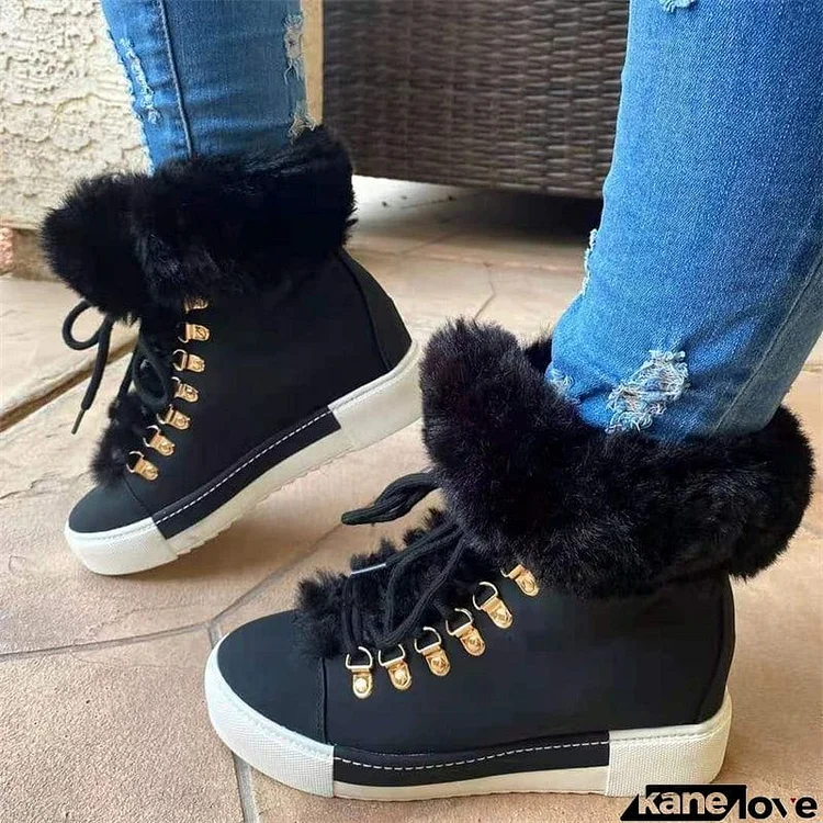 Campus PU Keep Warm Plush High Top Women Snow Boots