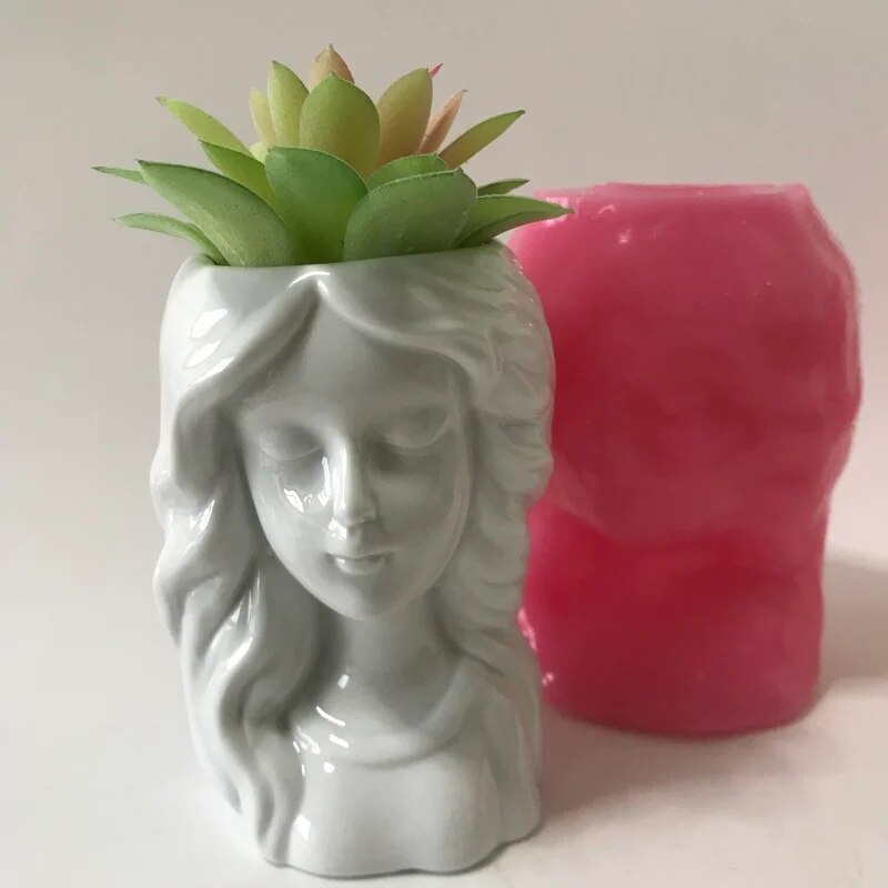 Small Silicone Molds for Home Decoration, 3D Girl Planter, Vase Mould, DIY Cement Plaster Clay, Resin Flower Pot, Craft Tools