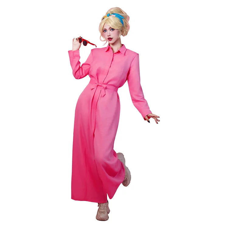 Barbie 2023 Margot Robbie Barbie Outfits Pink Jumpsuit Cosplay Costume Halloween Carnival Suit