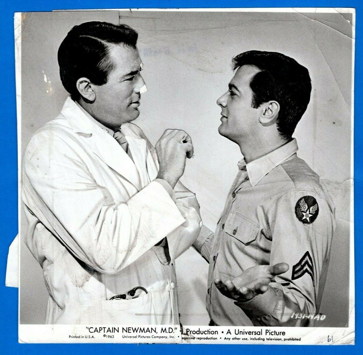 GREGORY PECK TONY CURTIS Vintage 7.75x7.75 Collage Photo Poster painting 1964 CAPTAIN NEWMAN MD