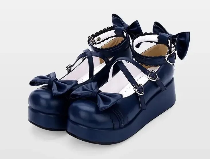 VCshoesWoman Mori Girl Lolita Cosplay Shoes Lady Mid Heels Pumps Women Princess Dress Party Shoes Pearlescent PU 5cm