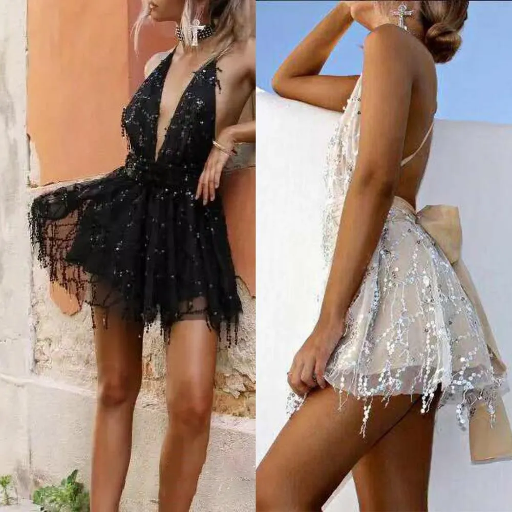Uveng Uveng New Sexy Deliang Liang V-Neck Evening Dress Suspension Dress