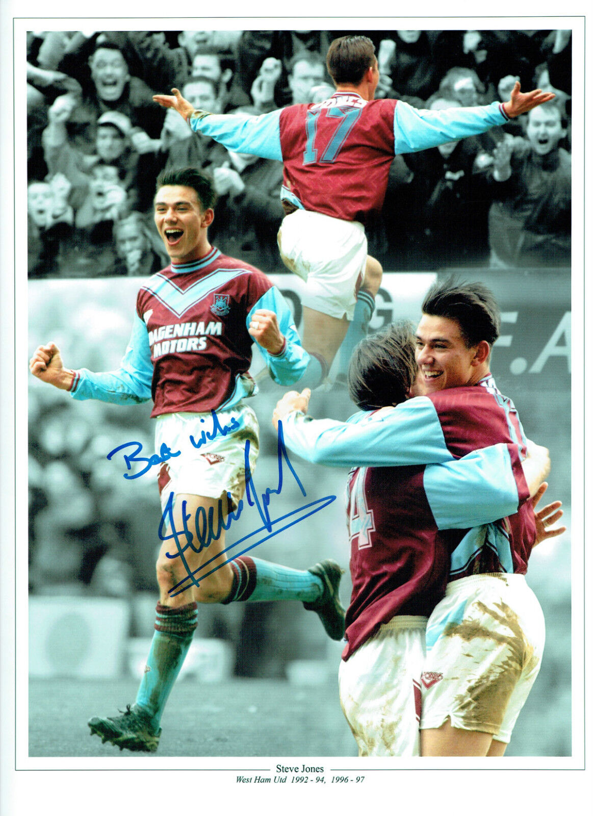 Steve JONES Signed Autograph West Ham United 16x12 Montage Photo Poster painting AFTAL COA