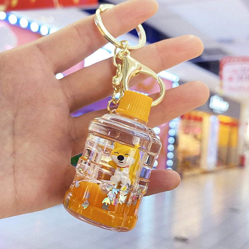 New Soda Bottle Quicksand Creative Pendant Keychain