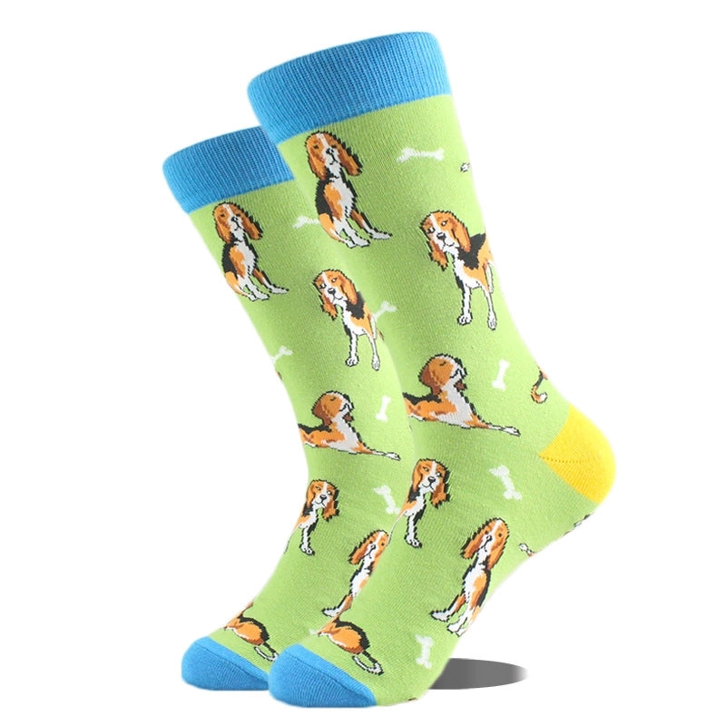 Unisex Cute Printing Animal Color Block Cotton Ankle Socks A Pair
