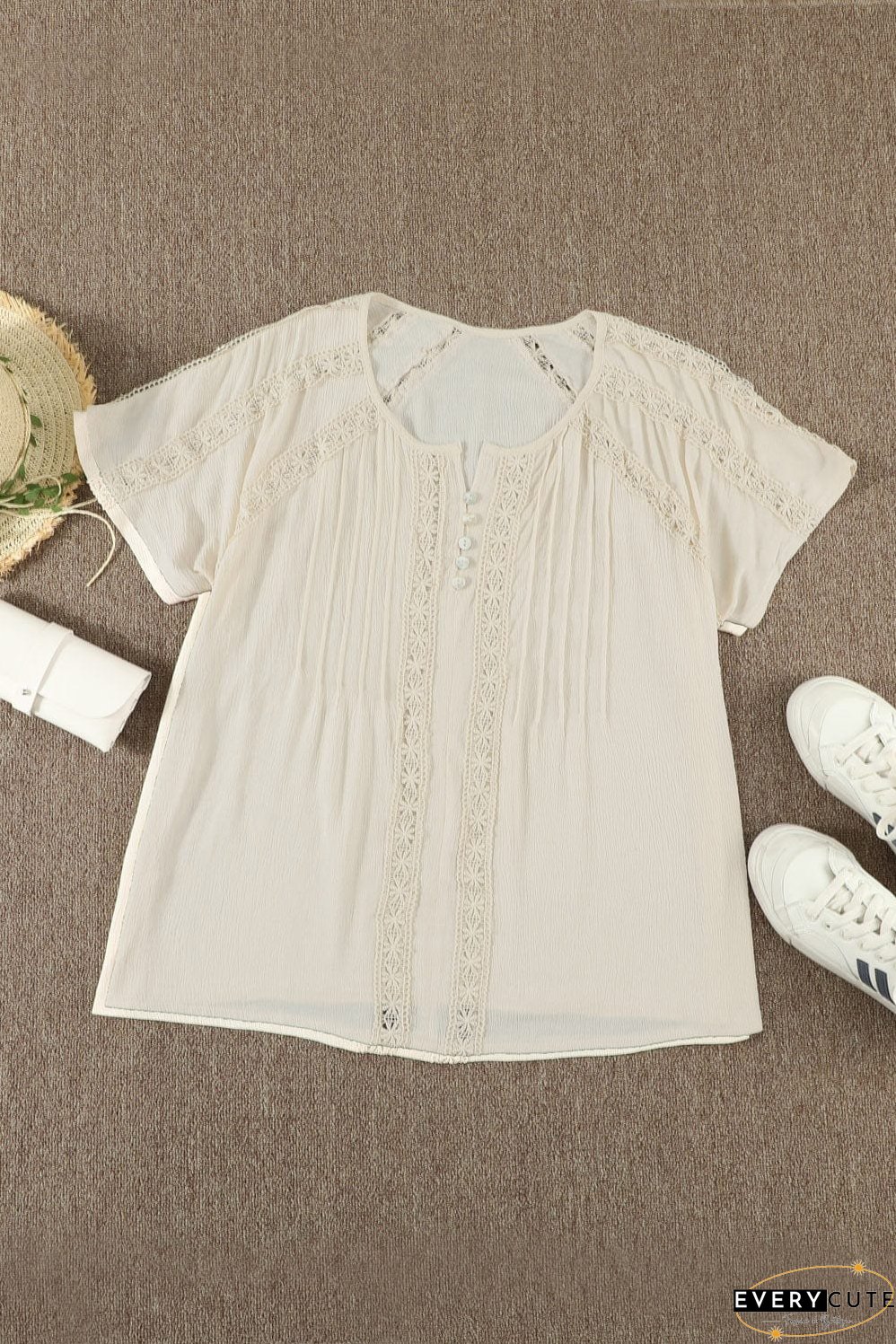 White Eyelet Jumpsuit with Pockets