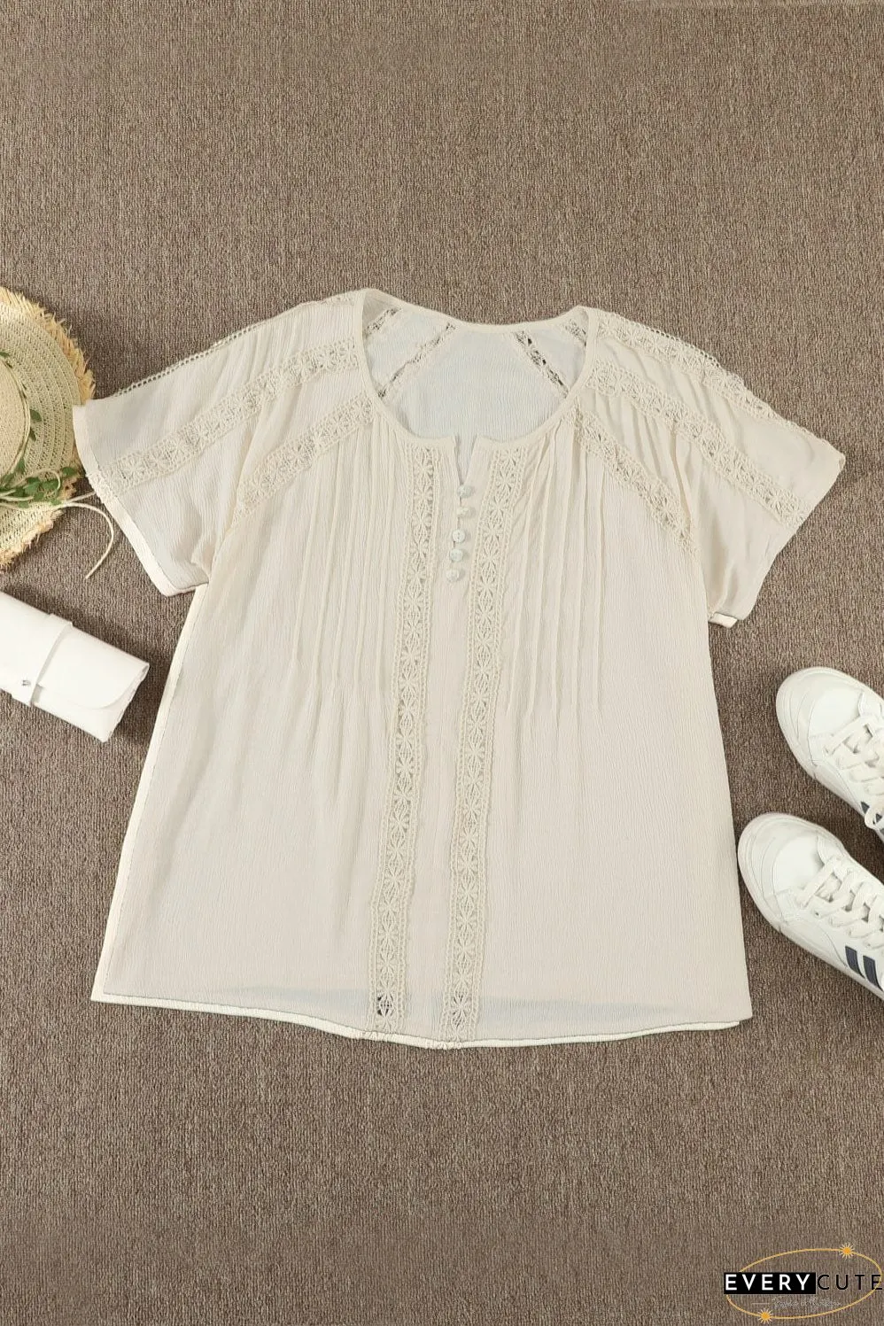 White Eyelet Jumpsuit with Pockets