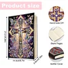 (US Local)50-Page A5 Size Cross Pattern Rhinestone Art Painting Notebook Kit for Gift