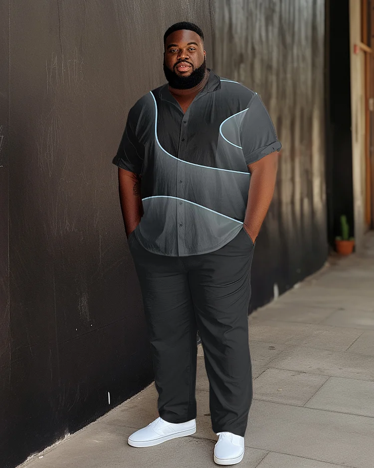 Men's Plus Size Aurora Gradient Abstract Print Walking Suit