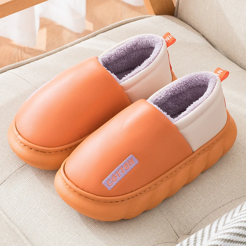 Letclo™ Winter Warm Non-slip Waterproof Fhick-soled Couple's Plush Slippers letclo Letclo