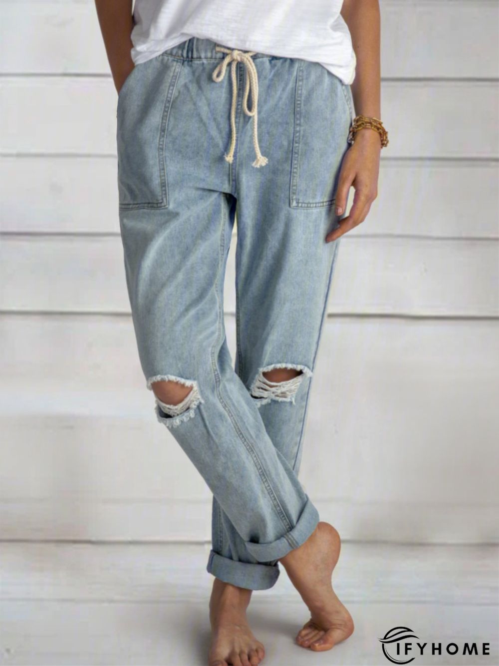 Vintage Solid Ripped Jeans | IFYHOME