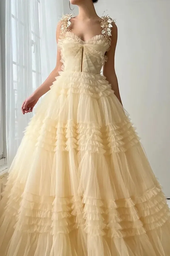 Daisda Sleeveless Sweetheart A-Line Prom Dress With Beads