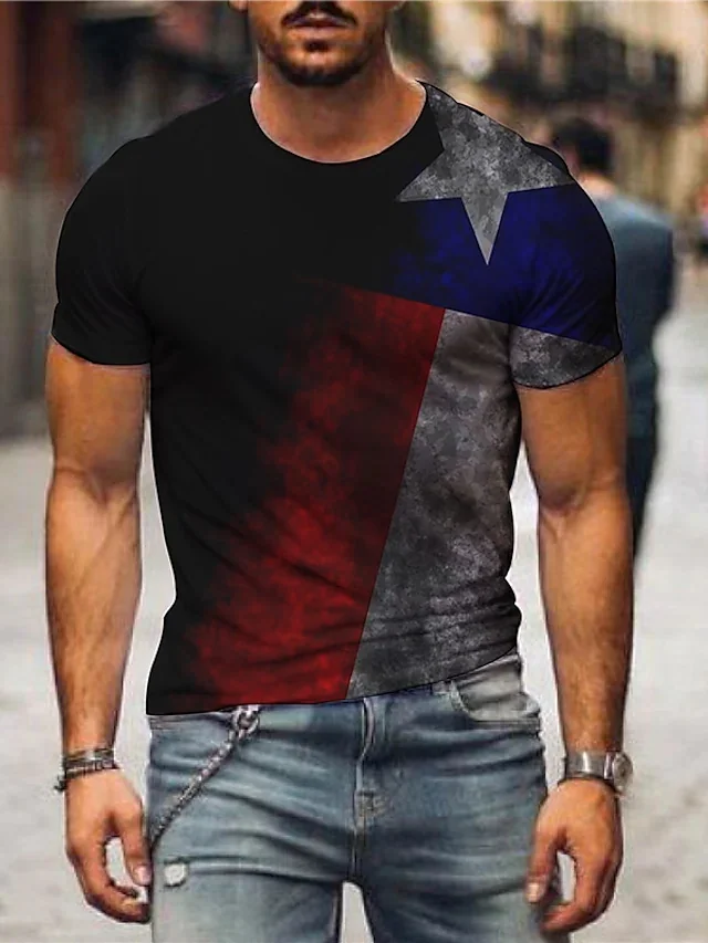 Men's T-Shirt 3D Print Short Sleeve Casual Tops