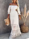 Irregular Clipping Off-The-Shoulder Maxi Dress