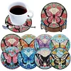 8pcs Butterfly DIY Diamond Painting Coasters Kits with Holder Wooden Coaster