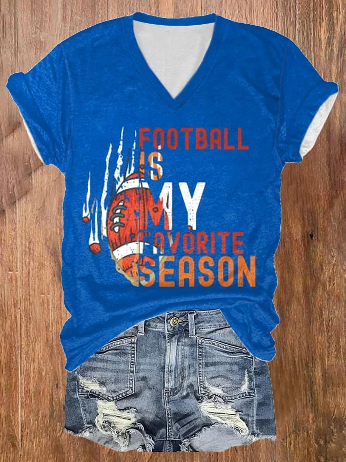 Women'S Football Is My Favorite Season Print Short Sleeve T-Shirt socialshop