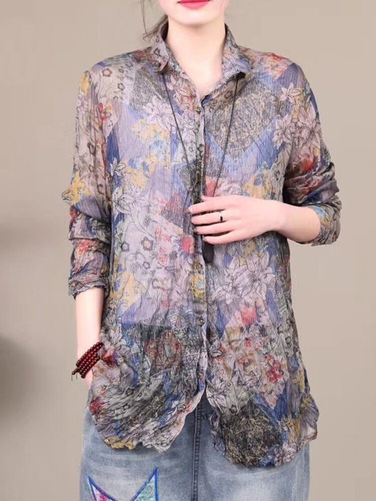 Print Tie dyed Long Sleeve Casual Shirt For Women P1642381