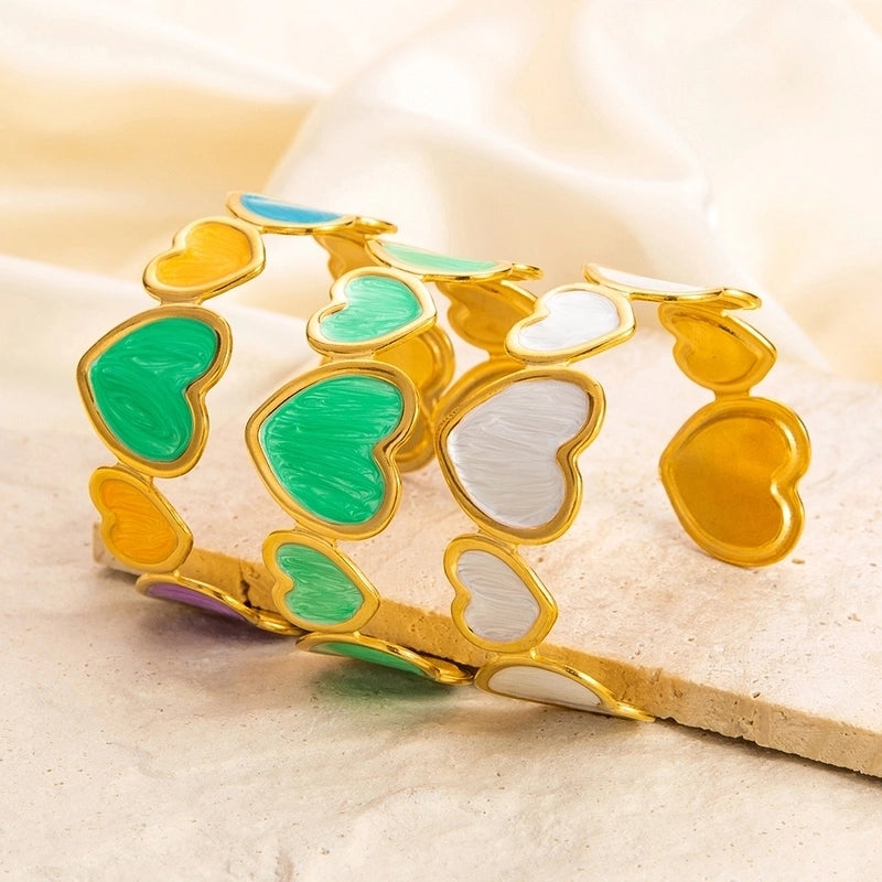 Casual Minimalist Heart Shape 304 Stainless Steel Bangle In Bulk